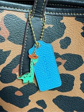 Coach Teal Pebbled Leather Modern Hang Tag + Charm
